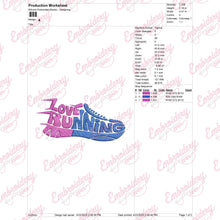 Love Running Embroidery Design