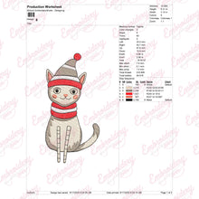 Christmas Hat Wearing Kitty Embroidery Design