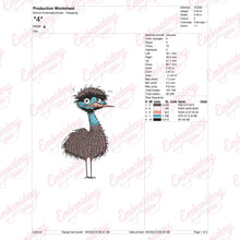 Crazy Ostrich Bird Embroidery Design