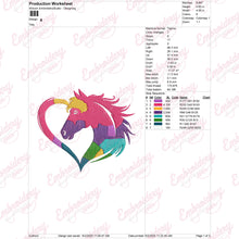 Colorful Horse Heart Embroidery Design