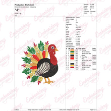 Floral Turkey Bird Embroidery Design