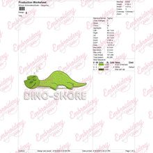 Funny Dino Snore Embroidery Design