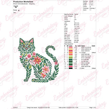 Flower Cat Embroidery Design
