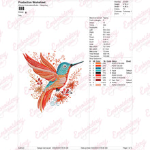 Flying Humming Bird Embroidery Design