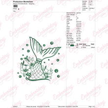 Mermaid Tail With Flower Embroidery Design