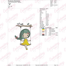Girl On Swing Machine Embroidery Design