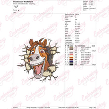 Funny Horse Cracked Wall Embroidery Design