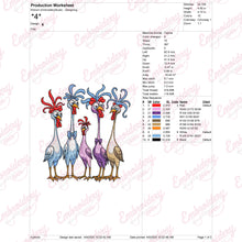 Funny Crazy Chickens Embroidery Design