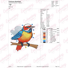 Tropical Bird Drawing Embroidery Design