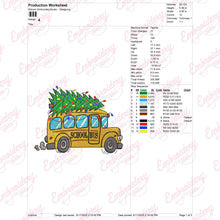 Christmas Tree On School Bus Embroidery Design