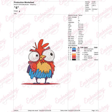 Colorful Cartoon Style Chicken Embroidery Design