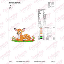 Cute Deer Sitting In The Grass Embroidery Design
