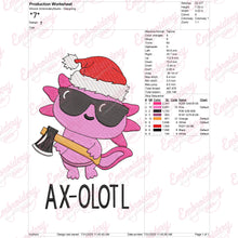 Cool Christmas Axolotl With Axe Embroidery Design