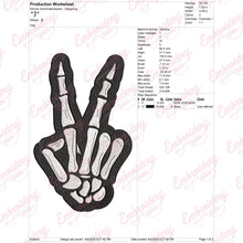 Skeleton Peace Fingers Sign Embroidery Design