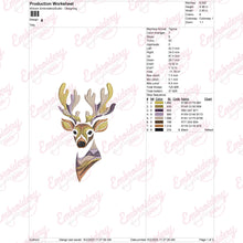Colorful Deer Head Embroidery Design