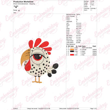 Funny Crazy Chicken Embroidery Design