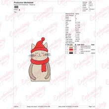 Christmas Hat And Scarf Cat Embroidery Design