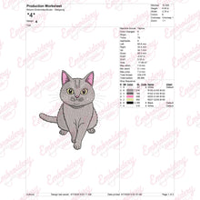 Russian Blue Cat Embroidery Design