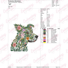 Tropical Leaves And Flowers Dog Embroidery Design