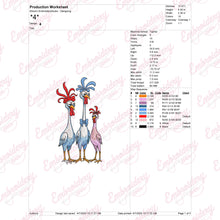 Colorful Crazy Chickens Embroidery Design