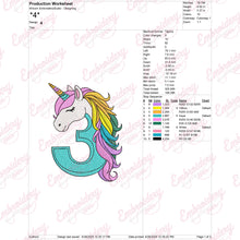 Unicorn Number 3rd Birthday Embroidery Design