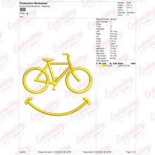 Happy Cycling or Bicycle and Smile Embroidery Design