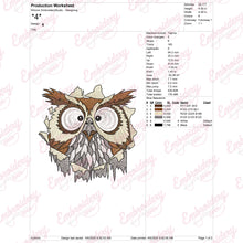 Owl Bird Cracked Wall Embroidery Design