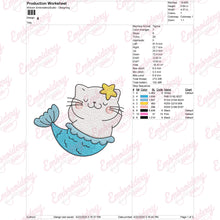 Mermaid Cat Embroidery Design