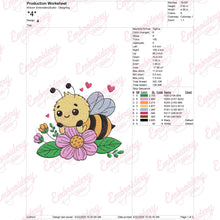 Cute Bee and Flower Embroidery Design
