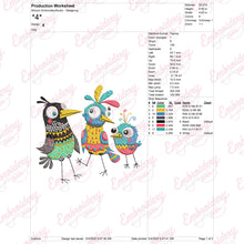 Crazy Colorful Birds Embroidery Design
