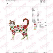 Tropical Flowers Cat Embroidery Design