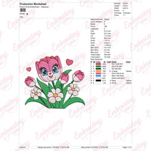 Happy Tulip Flower With Face Embroidery Design