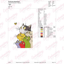 Cats Looking Up Embroidery Design
