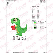 Thesaurus Dinosaur Embroidery Design