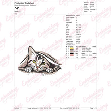 Curious Cat Peeking Embroidery Design