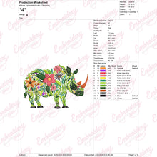 Beautiful Flower Rhino Embroidery Design