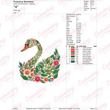 Tropical Leaves And Flowers Swan Embroidery Design