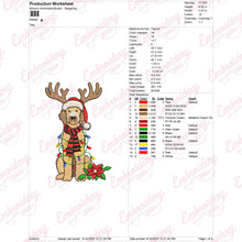Christmas Goldendoodle With Antlers Embroidery Design