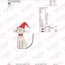 Cute Christmas Kitten Santa Hat Embroidery Design