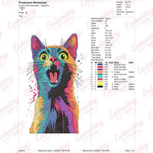 Multi Colored Cat Embroidery Design