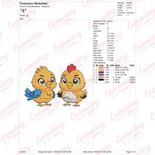 Two Cute Chickens Machine Embroidery Design