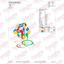 Melting Rubik Cube Embroidery Design
