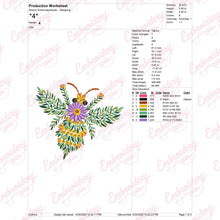 Beautiful Floral Bee Embroidery Design