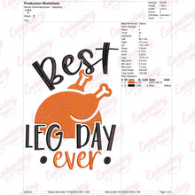 Thanksgiving Best Leg Day Embroidery Design