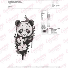 Floral Panda Embroidery Design