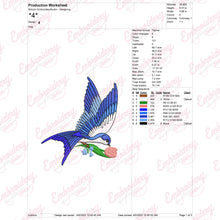 Blue Bird Flying Embroidery Design