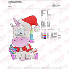 Christmas Unicorn With Santa Hat Embroidery Design
