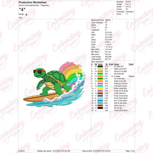 Turtle with Surfboard Embroidery Design