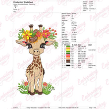 Floral Giraffe Embroidery Design