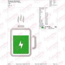 Battery Charging Embroidery Design
